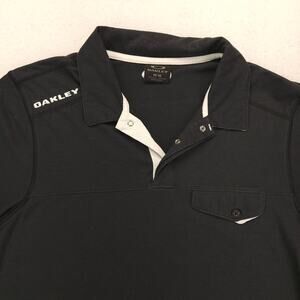 Oakley Short Sleeve Casual Collared Polo Shirt Adult Mens Size Medium M Black